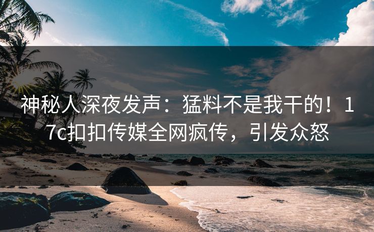 神秘人深夜发声：猛料不是我干的！17c扣扣传媒全网疯传，引发众怒